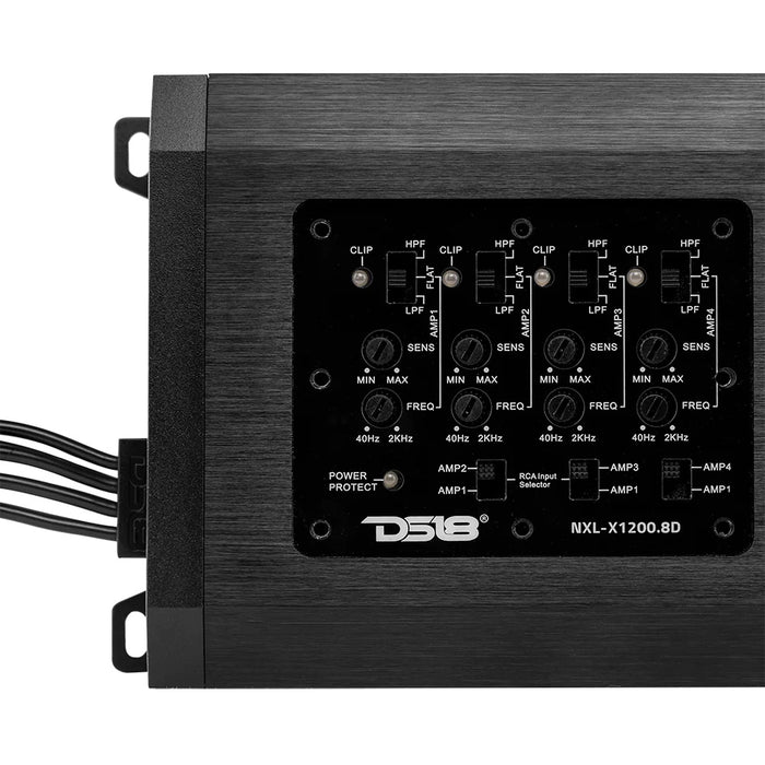 DS18 NXL 8Channel FullRange Class D MarinePowersports Amplifier  8 x 150W RMS 4Ohm NXLX12008D
