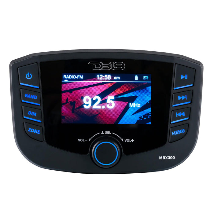 DS18 Marine Headunit TFT Screen  3 Zones  4V Output  Bluetooth  RDS 4x50 Watts MRX300