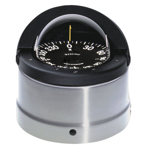 Ritchie DNP200 Navigator Compass  Binnacle Mount  Polished Stainless SteelBlack DNP200
