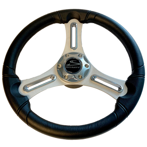 Schmitt Marine Torcello 14" Wheel - 03 Series - Polyurethane Wheel w/Chrome Trim  Cap - Brushed Spokes - 3/4" Tapered Shaft - Retail Packaging [PU033104-12R]
