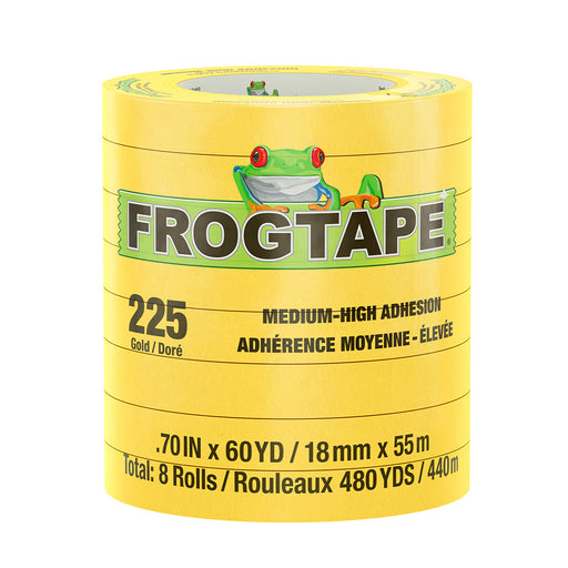 FrogTape CP 225 Medium-High Adhesion Masking Tape - 18MM x 55M x 8-Pack - Gold - Rated for 225F [105545]