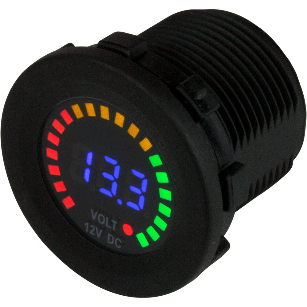 SeaDog Rainbow Display Digital Voltmeter  Injection Molded Nylon  5V15VDC 421617