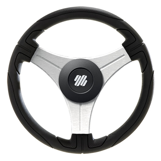 Uflex Ustica 13 Steering Wheel  Black  Polyurethane wSilver Spokes  X62 Hub USTICABS