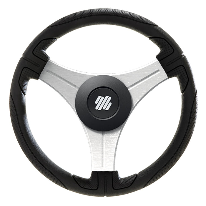Uflex Ustica 13 Steering Wheel  Black  Polyurethane wSilver Spokes  X62 Hub USTICABS