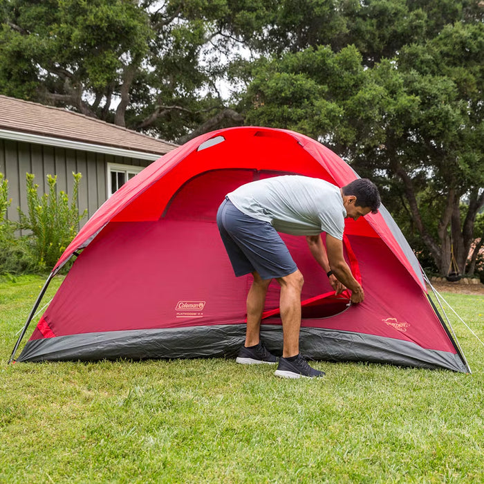 Coleman 6Person Flatwoods II Lightweight Dome Camping Tent  Red 2207385