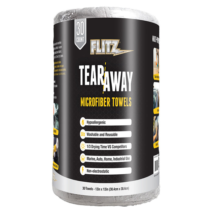 Flitz 12 x 12 TearAway Microfiber Towels  Grey 30Pack MC330R