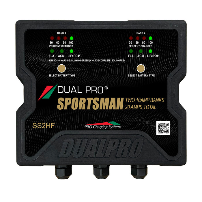Dual Pro Sportsman Series HF Battery Charter  20 Amp  2 Bank SS2HF