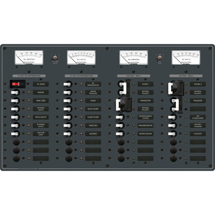 Blue Sea 8086 AC 3 Sources 12 PositionsDC Main 19 Position Toggle Circuit Breaker Panel  White Switches 8086