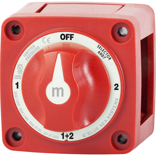 Blue Sea 6007 mSeries Mini Battery Switch Selector Four Position Red 6007