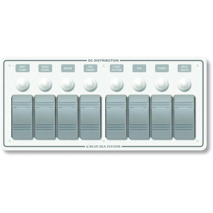 Blue Sea 8271 Water Resistant Panel  8 Position  White  Horizontal Mount 8271