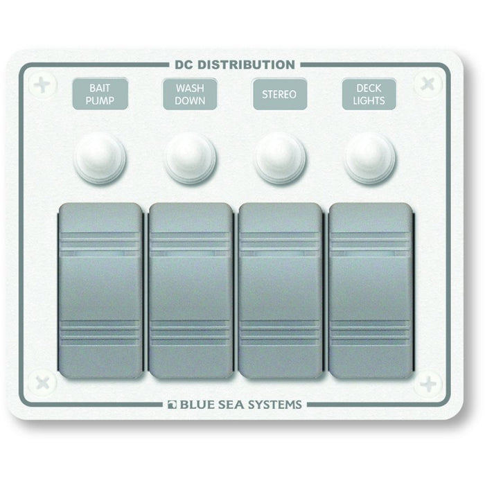 Blue Sea 8272 Water Resistant Panel  4 Position  White  Horizontal Mount 8272