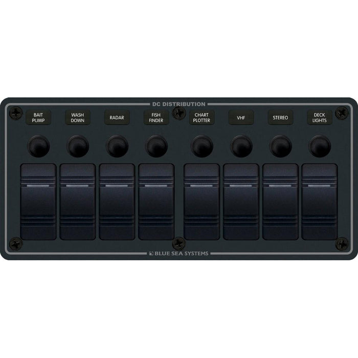 Blue Sea 8371 Water Resistant Panel  8 Position  Black  Horizontal Mount 8371