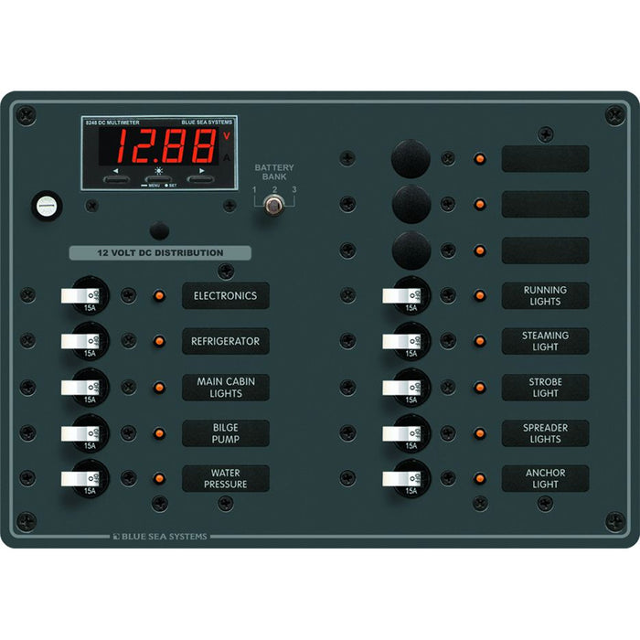 Blue Sea 8403 DC Panel 13 Position w Multimeter 8403