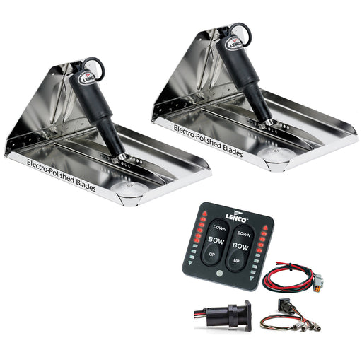 Lenco 16 x 12 Heavy Duty Performance Trim Tab Kit wLED Indicator Switch Kit 12V RT16X12HDI