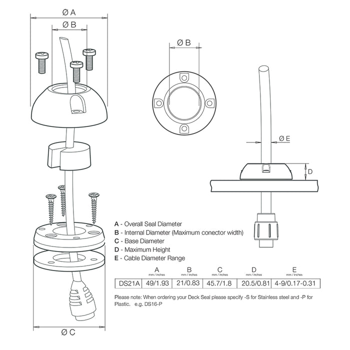 Scanstrut DS21AP Vertical Cable Seal DS21AP