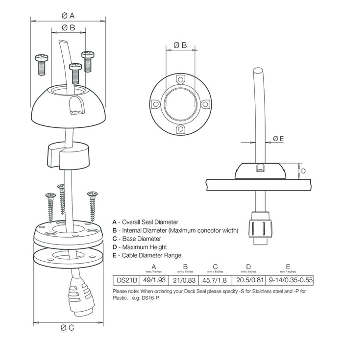 Scanstrut DS21BP Vertical Cable Seal DS21BP