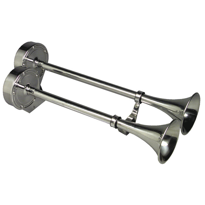 Schmitt Marine Deluxe AllStainless Dual Trumpet Horn  24V 12428