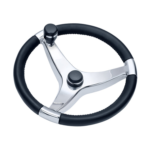 Schmitt Marine Evo Pro 316 Cast Stainless Steel Steering Wheel wControl Knob  155 Diameter 7241521FGK