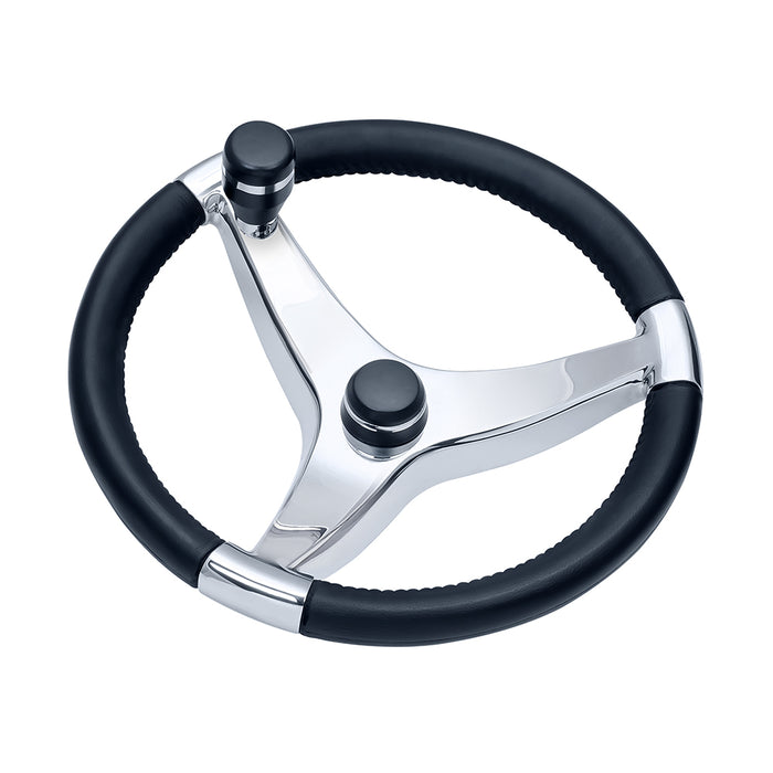 Schmitt Marine Evo Pro 316 Cast Stainless Steel Steering Wheel wControl Knob  155 Diameter 7241521FGK
