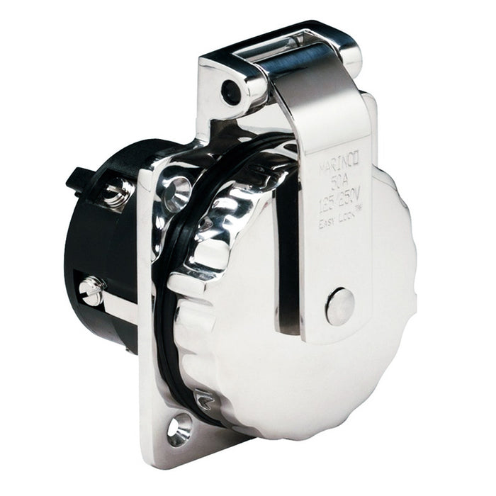 Marinco 6373EL 50Amp 125250V Stainless Steel Inlet wo Rear Safety Enclosure 6373EL