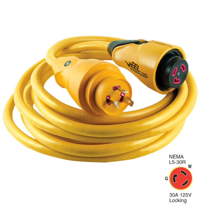Marinco CS3025 EEL 30A 125V Shore Power Cordset  25  Yellow CS3025