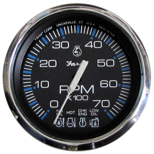 Faria Chesapeake Black SS 4 Tachometer wSystemcheck Indicator  7000 RPM Gas f Johnson  Evinrude Outboard 33750