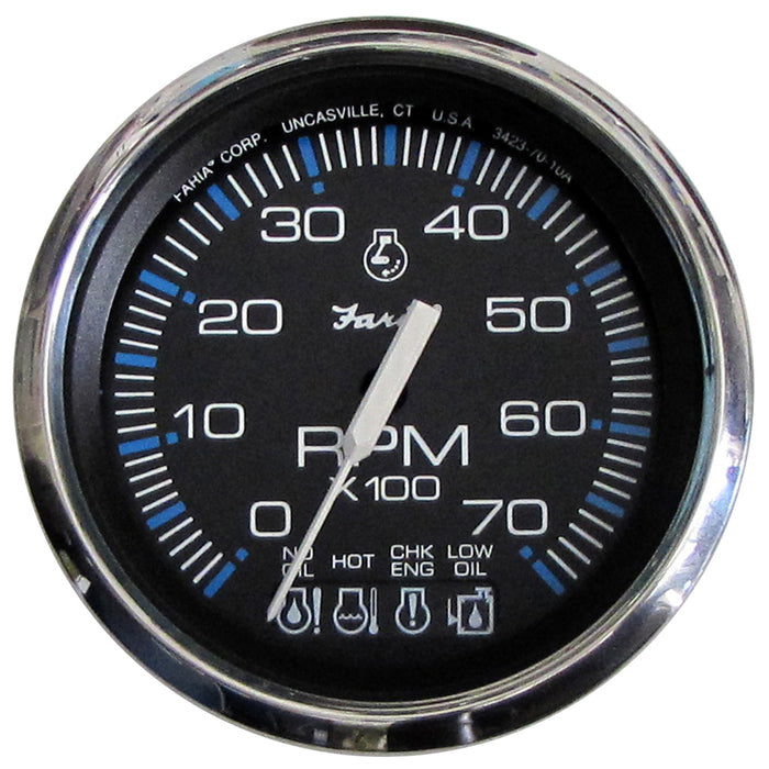 Faria Chesapeake Black SS 4 Tachometer wSystemcheck Indicator  7000 RPM Gas f Johnson  Evinrude Outboard 33750
