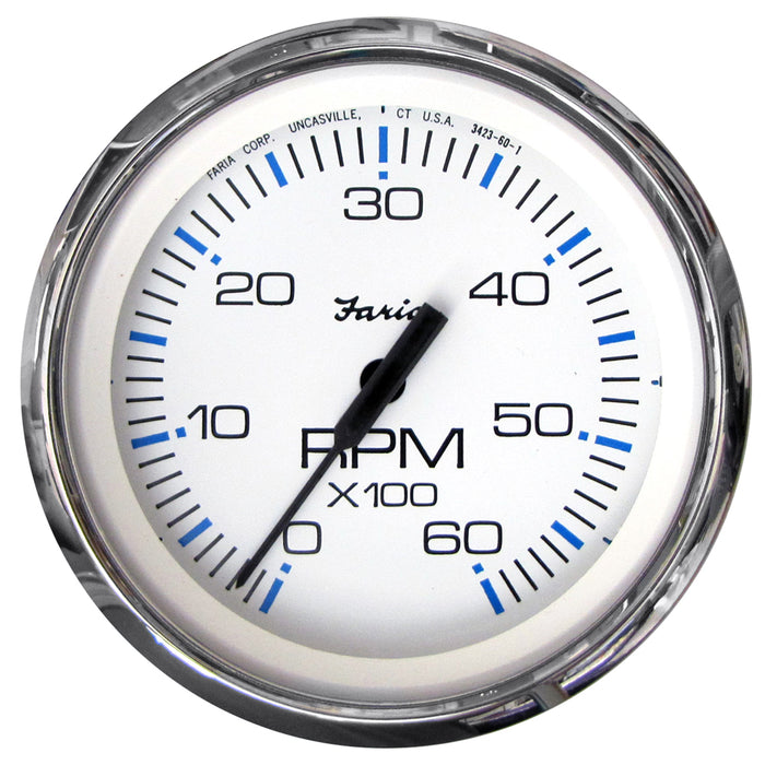 Faria Chesapeake White SS 4 Tachometer  6000 RPM Gas Inboard  IO 33807