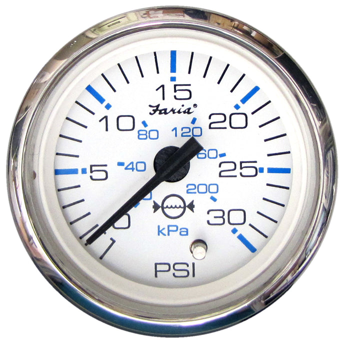 Faria Chesapeake White SS 2 Water Pressure Gauge 30 PSI 13812