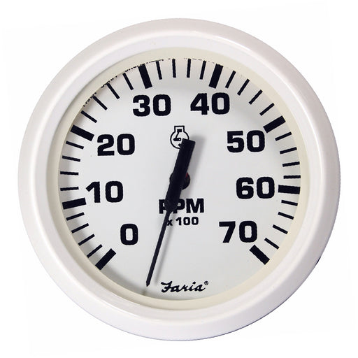Faria Dress White 4 Tachometer  7000 RPM Gas All Outboards 33104