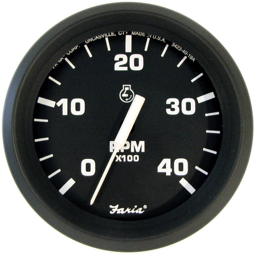 Faria Euro Black 4 Tachometer  4000 RPM Diesel Mechanical Takeoff 32842