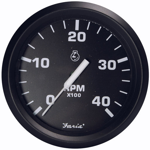 Faria Euro Black 4 Tachometer  4000 RPM Diesel  Magnetic PickUp 32803