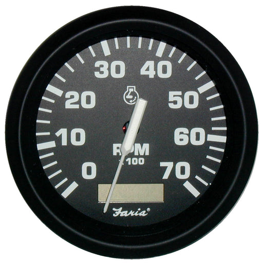 Faria Euro Black 4 Tachometer wHourmeter  7000 RPM Gas  Outboard 32840