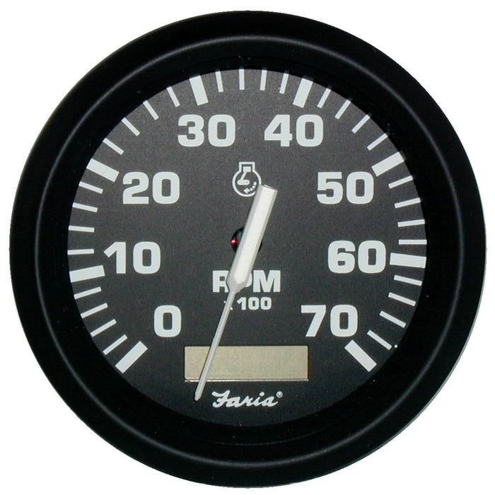 Faria Euro Black 4 Tachometer wHourmeter  7000 RPM Gas  Outboard 32840