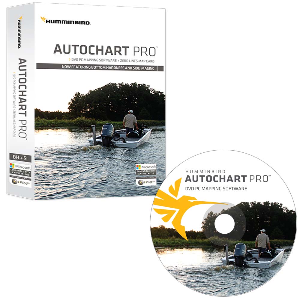 Humminbird AutoChart PRO DVD PC Mapping Software wZero Lines Map Card 6000321