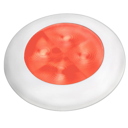 Hella Marine Slim Line LED Enhanced Brightness Round Courtesy Lamp  Red LED  White Plastic Bezel  12V 980507241