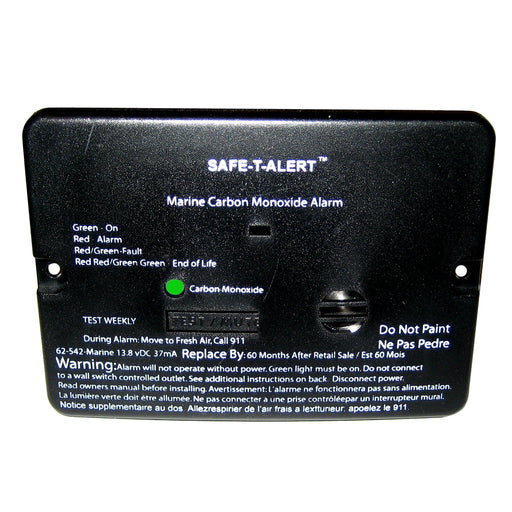 SafeTAlert 62 Series Carbon Monoxide Alarm  12V  62542Marine  Flush Mount  Black 62542MARINEBLK