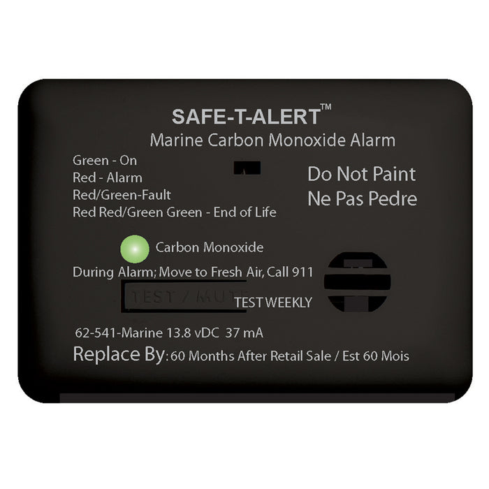 SafeTAlert 62 Series Carbon Monoxide Alarm  12V  62541Marine  Surface Mount  Black 62541MARINEBL