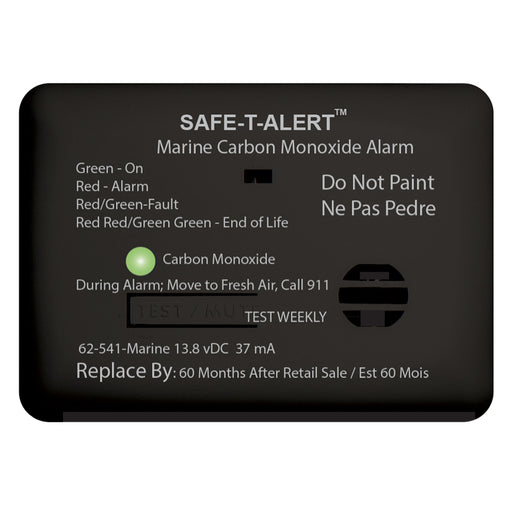 SafeTAlert 62 Series Carbon Monoxide Alarm wRelay  12V  62541RMarine  Surface Mount  Black 62541RMARINEBL