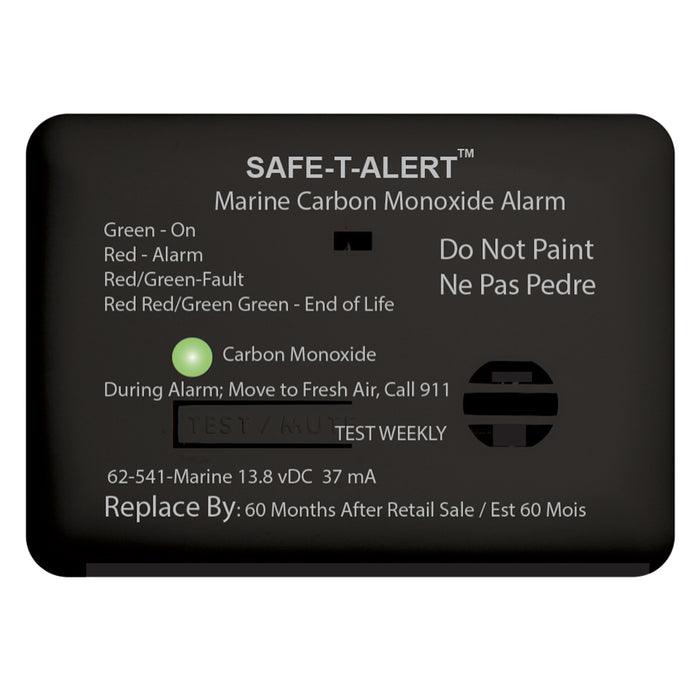 SafeTAlert 62 Series Carbon Monoxide Alarm wRelay  12V  62541RMarine  Surface Mount  Black 62541RMARINEBL