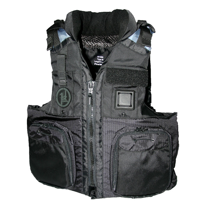 First Watch AV800 Four Pocket Flotation Vest  Black  XXL to 3XL AV800BK2XL3XL