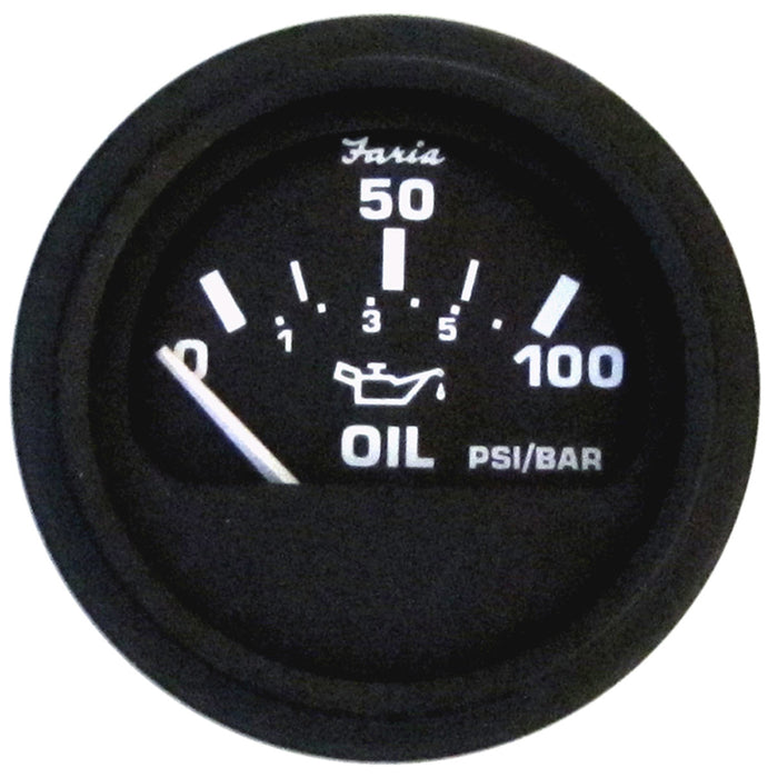 Faria Euro Black 2 Oil Pressure Gauge 100 PSI 12845