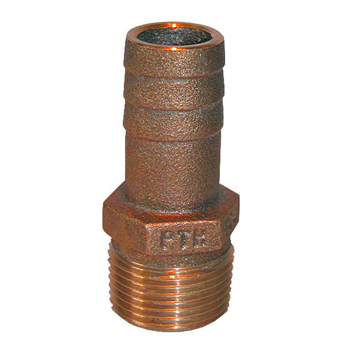 GROCO 2 NPT x 2 ID Bronze Pipe to Hose Straight Fitting PTH2000