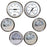 Faria Chesapeake White wStainless Steel Bezel Boxed Set of 6  Speed Tach Fuel Level Voltmeter Water Temperature  Oil PSI