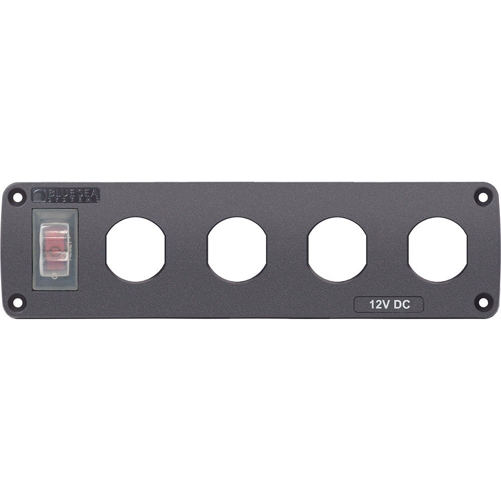 Blue Sea Water Resistant USB Accessory Panel  15A Circuit Breaker 4x Blank Apertures 4369