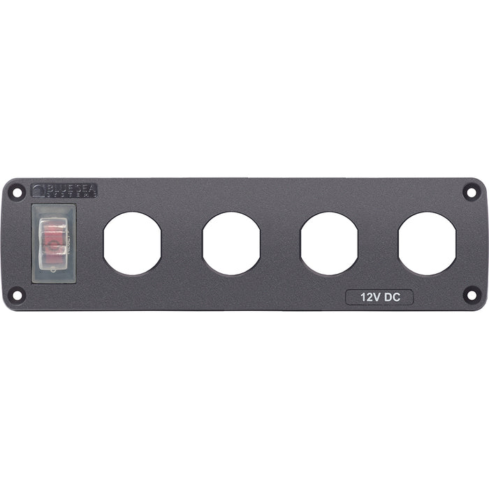 Blue Sea Water Resistant USB Accessory Panel  15A Circuit Breaker 4x Blank Apertures 4369