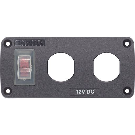 Blue Sea 4364 Water Resistant USB Accessory Panel  15A Circuit Breaker 2x Blank Apertures 4364