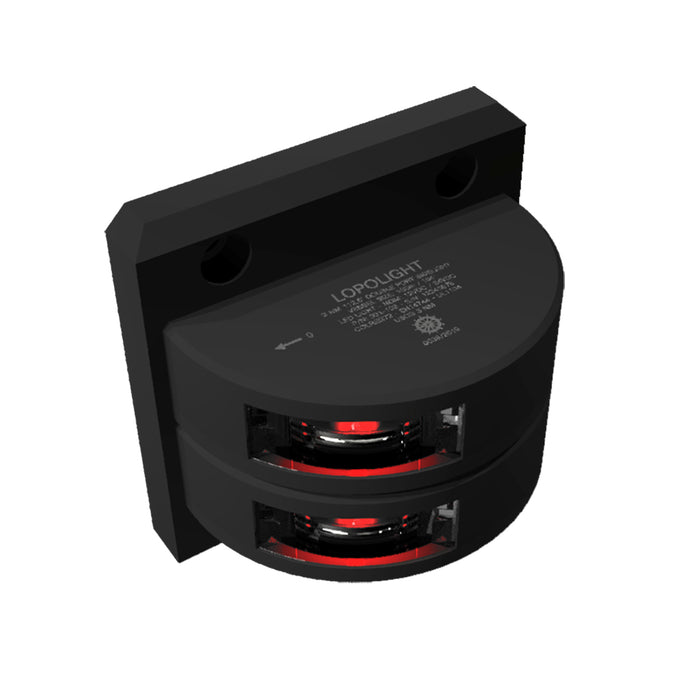 Lopolight Series 301102  Double Stacked Port Sidelight  3NM  Vertical Mount  Red  Black Housing 301102STB