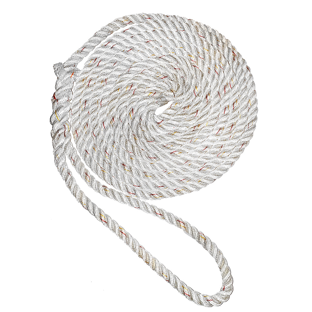 New England Ropes 38 Premium 3Strand Dock Line  White wTracer  15 C60501200015