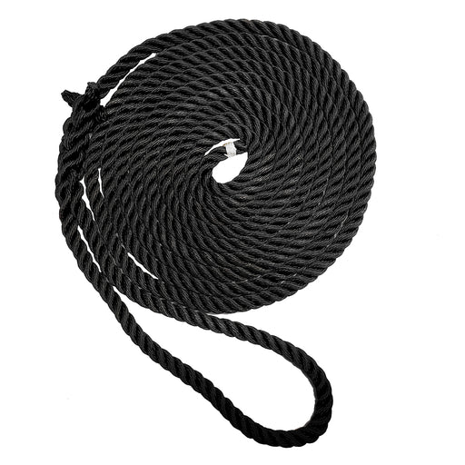 New England Ropes 38 Premium 3Strand Dock Line  Black  20 C60541200020